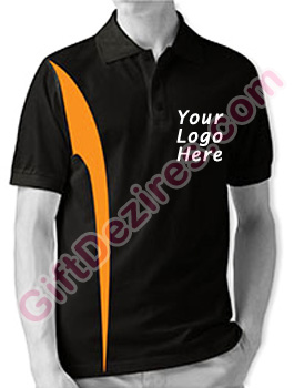 Designer Black and Orange Color Polo T Shirts With Company Logo